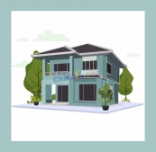 莫兰迪绿现代房屋配色矢量模板