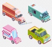 彩色卡车3d草图合集矢量素材