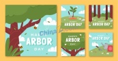 自然之美快乐植树节矢量模板
