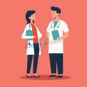 扁平化医疗专业人员矢量插画