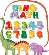 卡通风格恐龙数字设计矢量模板