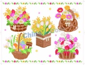 温馨卡通风格彩色花篮矢量素材