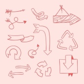 红色描边箭头合集矢量素材