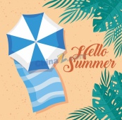 阳光沙滩遮阳伞插画矢量素材