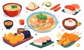 精致经典日本料理插画矢量素材