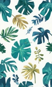 热带雨林植物绿叶矢量背景