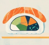 寿司侧面横切图矢量素材