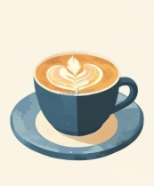 一杯卡布奇诺矢量扁平插画
