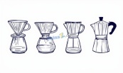 咖啡器材细节线稿矢量插画