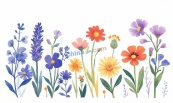清新水彩野花插画矢量素材