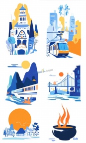 山城重庆地标插图矢量素材