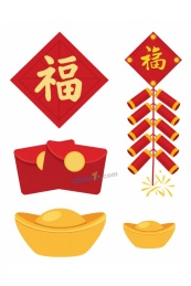 春节传统民俗元素合集矢量素材