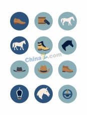 扁平马术骑马装备图标矢量素材