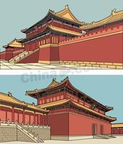 中国宏伟古建筑矢量素材