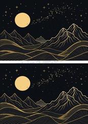 黑金奢华星空山脉背景矢量素材