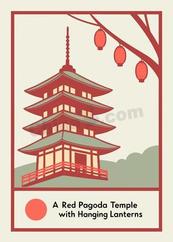 红色传统宝塔建筑矢量模板