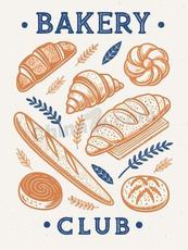 美味烘焙面包菜单海报矢量模板