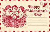 复古丘比特玫瑰明信片矢量模板