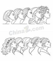 女性人物侧脸线条合集矢量素材