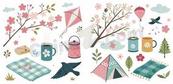 春季樱花野餐露营合集矢量素材