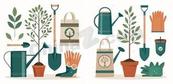 植树节园艺工具合集矢量素材