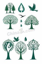 植树节绿色环保树木矢量素材
