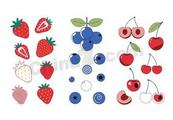 扁平草莓蓝莓樱桃合集矢量素材
