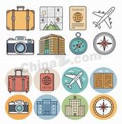 旅行出游元素图标合集矢量素材
