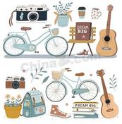 文艺清新生活旅行合集矢量素材