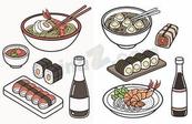 日本寿司拉面美食合集矢量素材