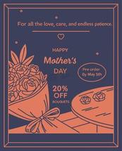 母亲节鲜花礼包促销传单矢量