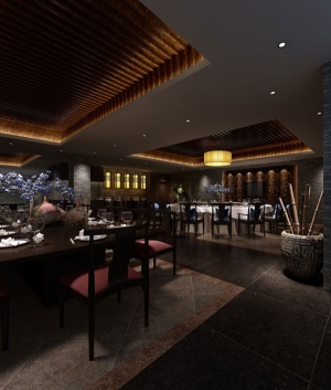3D艺术中式餐厅效果图