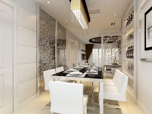 白色餐厅3D模型设计