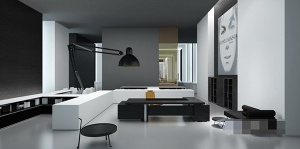 黑白艺术客厅模型