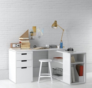 白色书桌3D模型设计