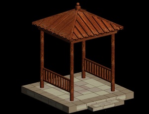 3DMAX木亭室外结构模型