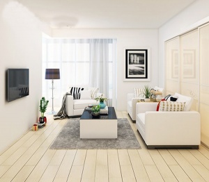白色简约客厅3D模型设计