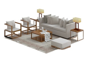 现代简约沙发茶几模型