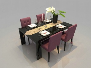 西餐桌3D家具模型