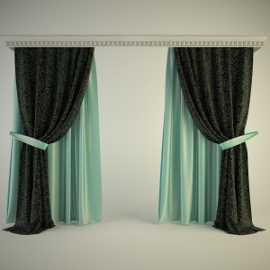 欧式窗帘3D模型设计