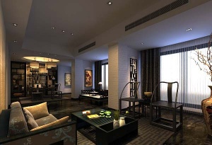 中式家装客厅3D模型设计