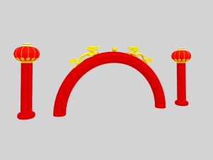 红色充气拱门3D效果图