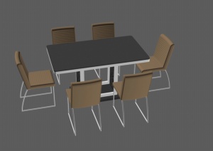 现代桌椅组合模型