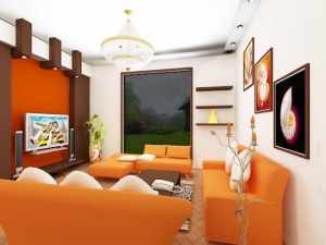 时尚橙色客厅家装模型设计