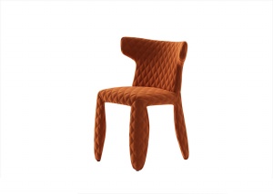 橙色单人布艺靠椅模型