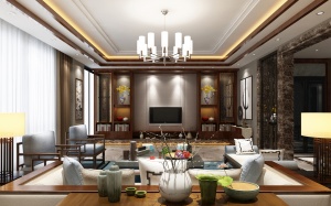 豪华中式客厅3D模型设计