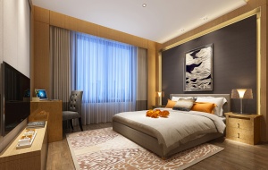 酒店卧室标间3D模型设计