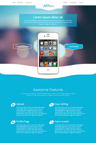 蓝色苹果手机APP网站模板