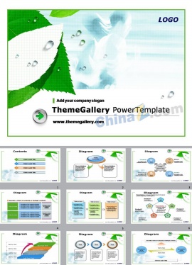 清新绿叶有机保健ppt模板下载