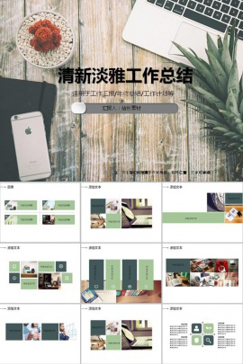 清新淡雅互联网工作总结ppt模板
